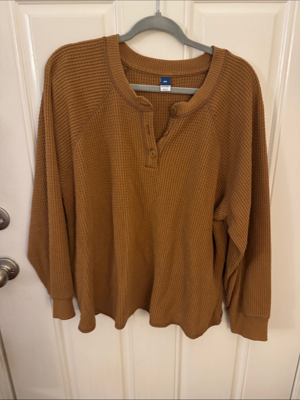Old Navy Women's Waffle Henley Sweater - Camel Brown